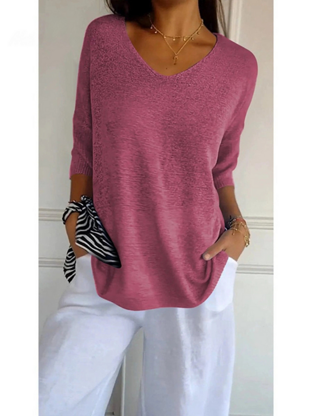 Clara – Knitted V-Neck Sleeve Top