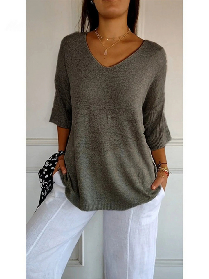 Clara – Knitted V-Neck Sleeve Top
