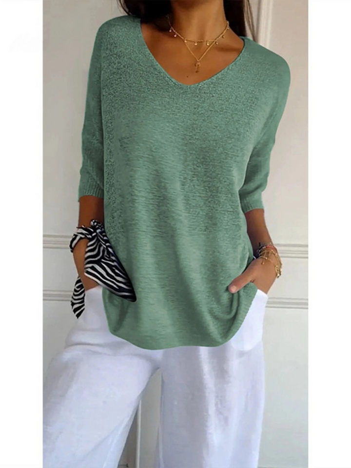 Clara – Knitted V-Neck Sleeve Top
