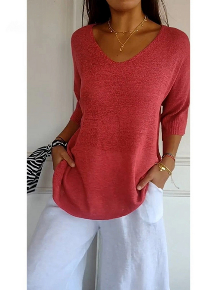 Clara – Knitted V-Neck Sleeve Top