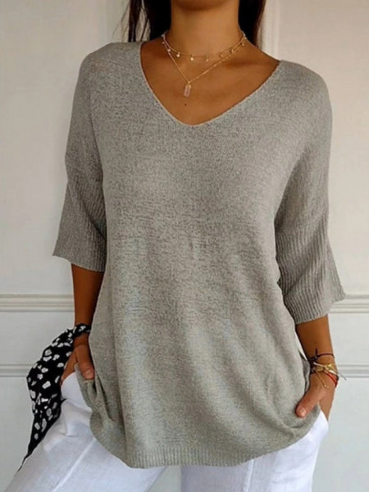 Clara – Knitted V-Neck Sleeve Top