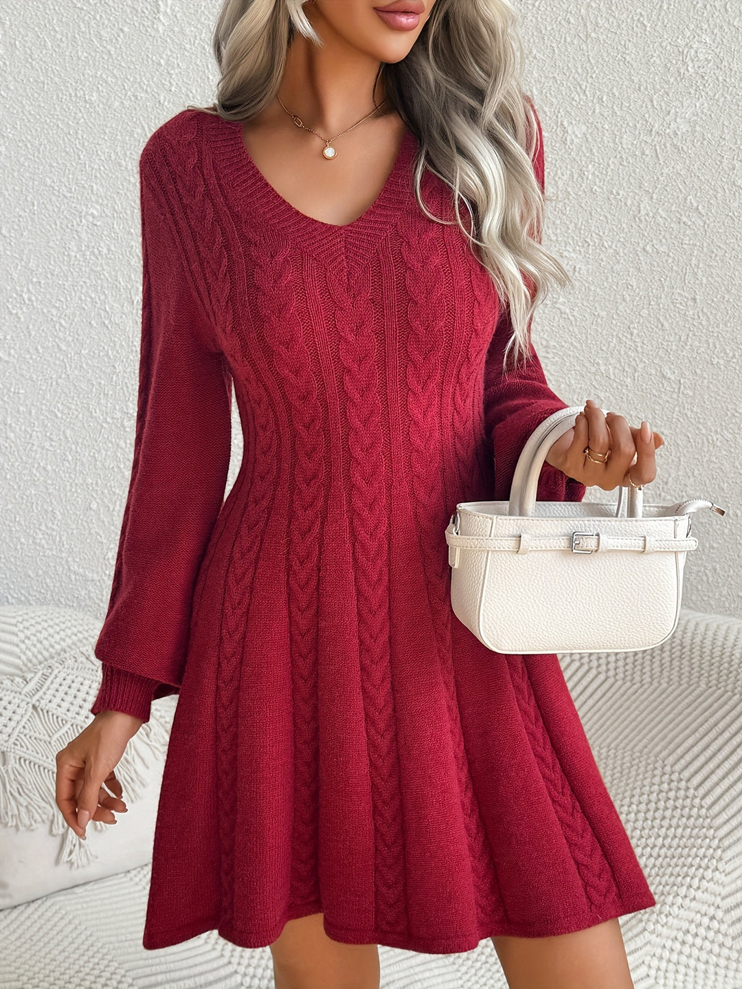 Nora Lantern Sleeve Knit Dress