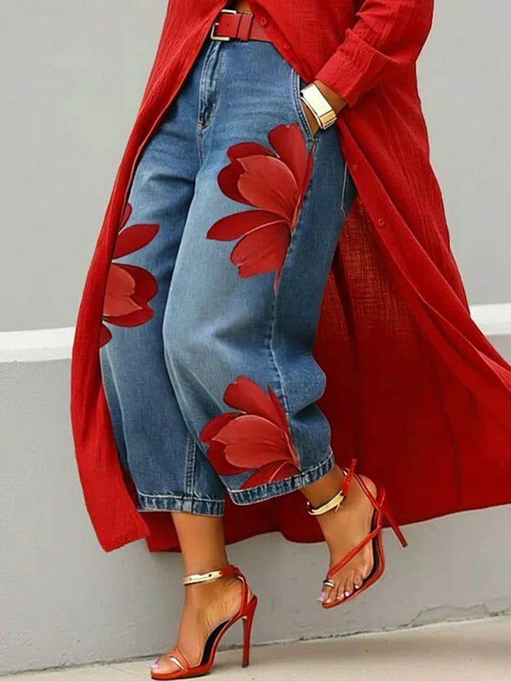 Belora - Embroidered Shirt and Wide-Leg Jeans