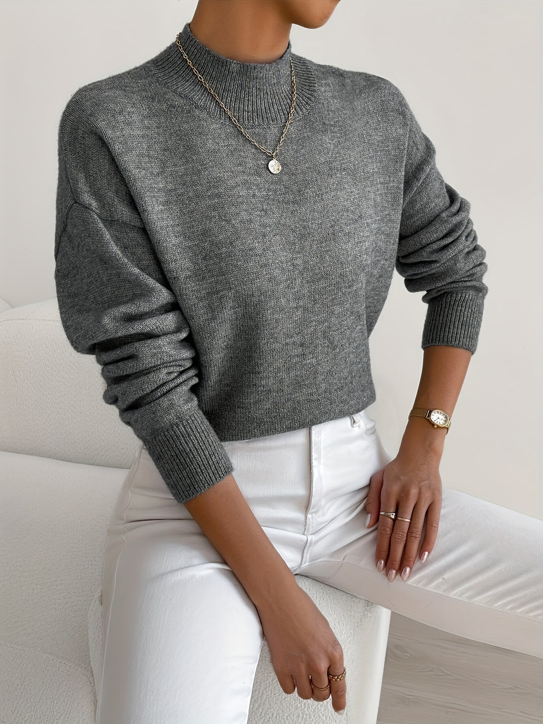 Anna Elegant Women's High Neck Pullover