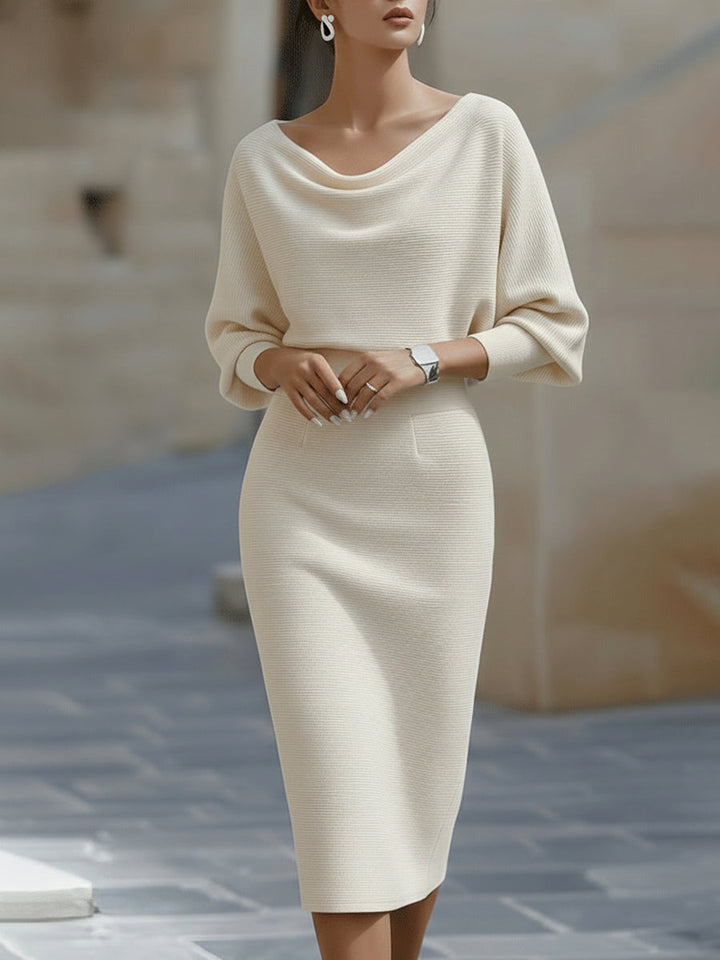 Violet & Grace - White Draped Batwing Midi Dress