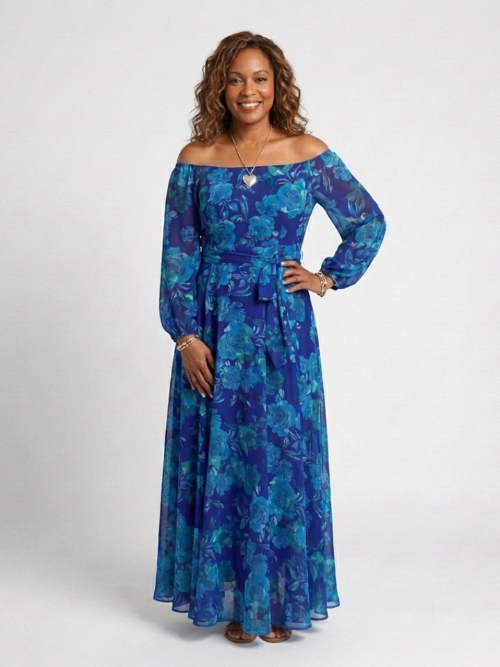 Cordelia | Off Shoulder Floral Maxi Dress