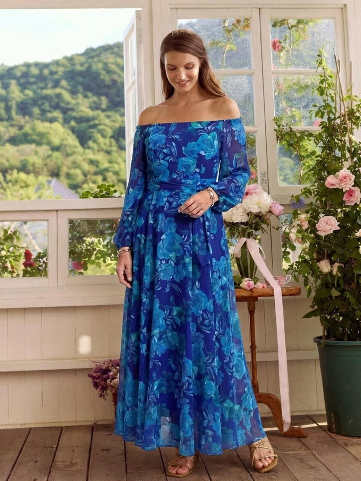 Cordelia | Off Shoulder Floral Maxi Dress