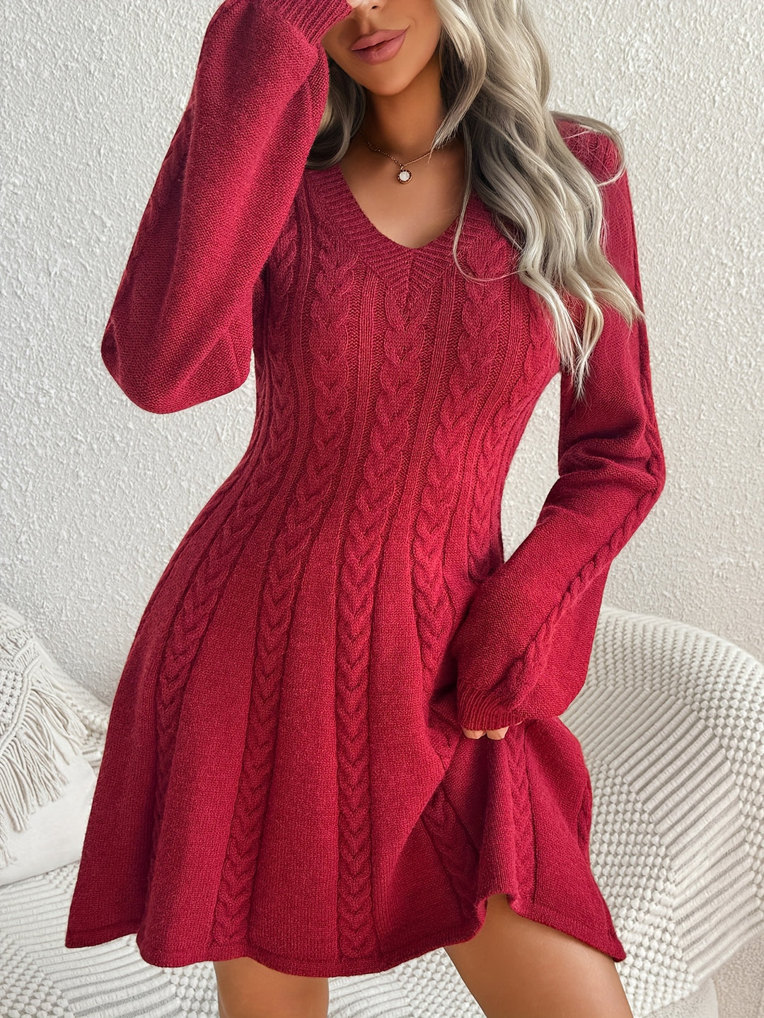 Nora Lantern Sleeve Knit Dress