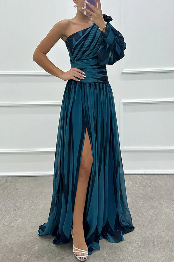 Ophira | Elegant Striped Maxi Dress with One Shoulder