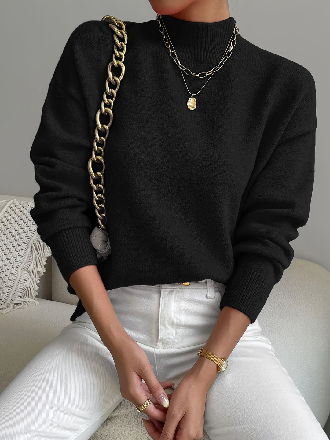 Anna Elegant Women's High Neck Pullover