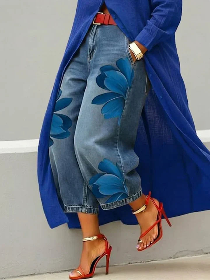 Belora - Embroidered Shirt and Wide-Leg Jeans