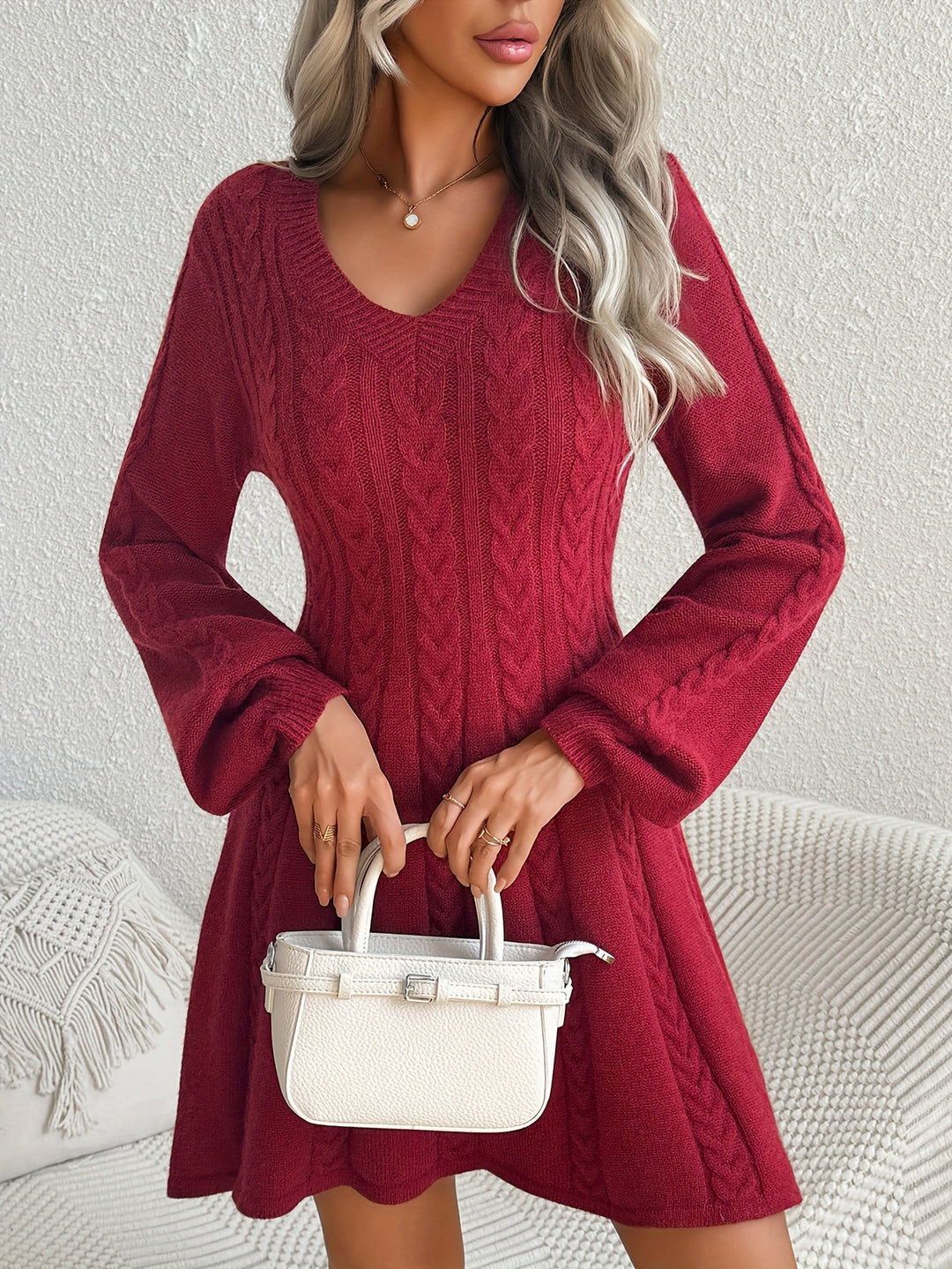 Nora Lantern Sleeve Knit Dress