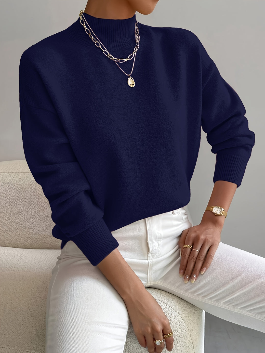 Anna Elegant Women's High Neck Pullover
