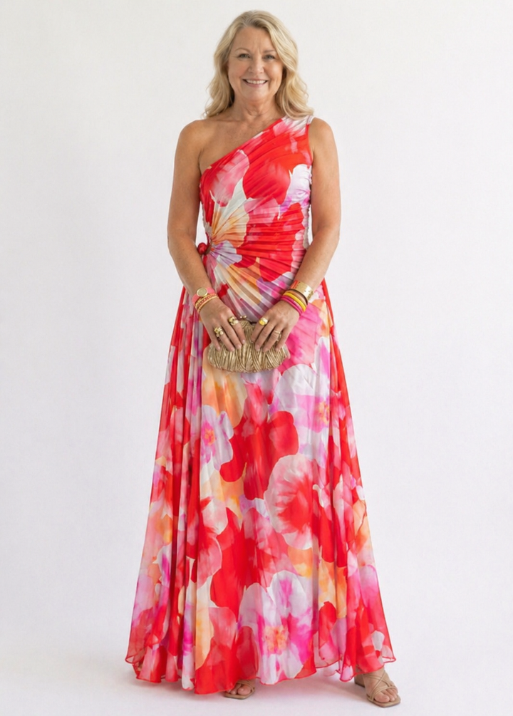 Celeste | Pleated One-Shoulder Dress