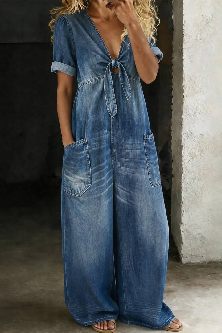 Maya | V-neck Jumpsuit with Short Sleeves