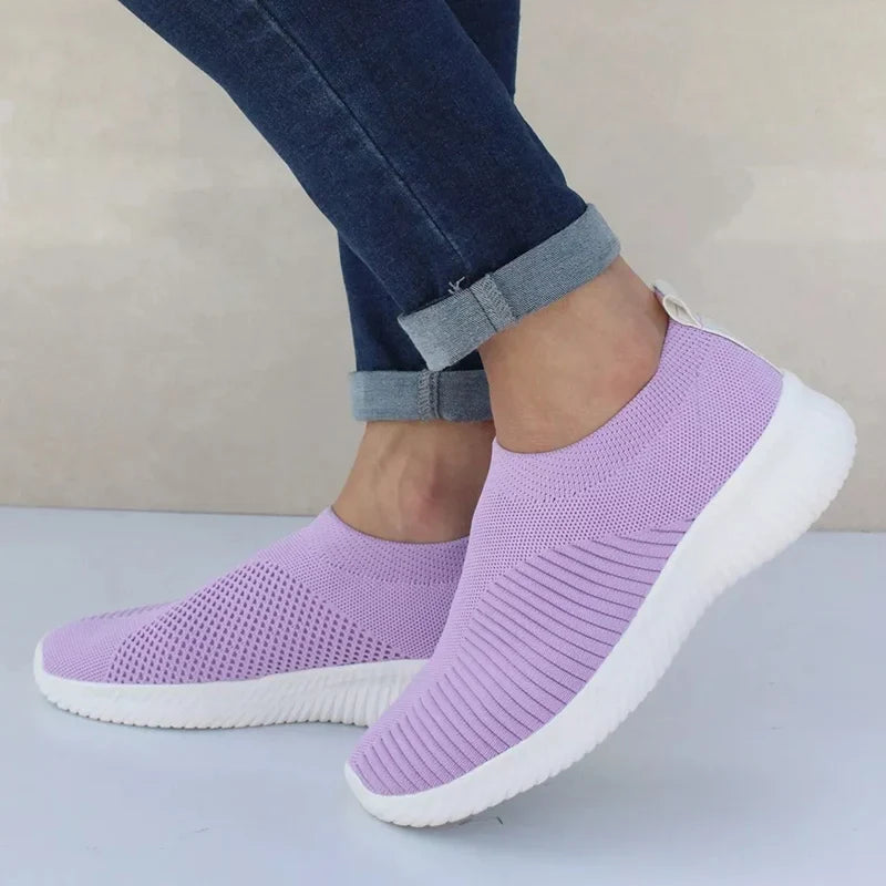 Sienna™ – Knit Sock Slip‑On Walking Flats