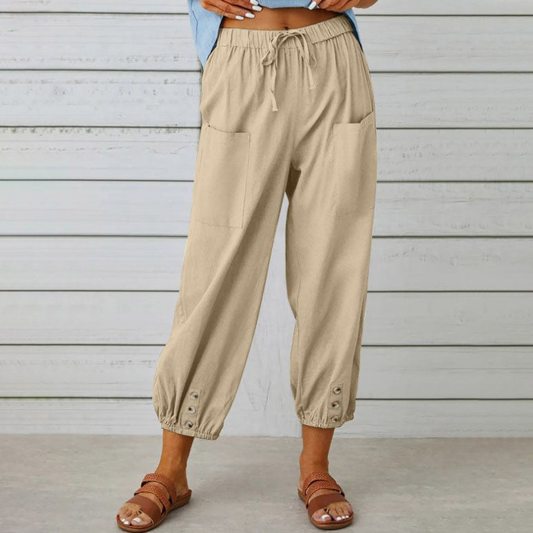 Lidia - Wide-Leg Cotton-Linen Trousers
