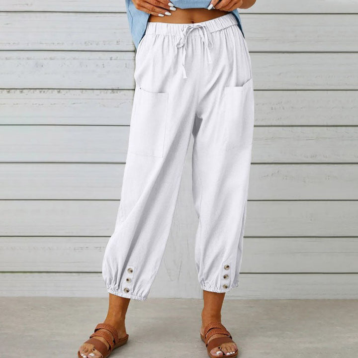 Lidia - Wide-Leg Cotton-Linen Trousers