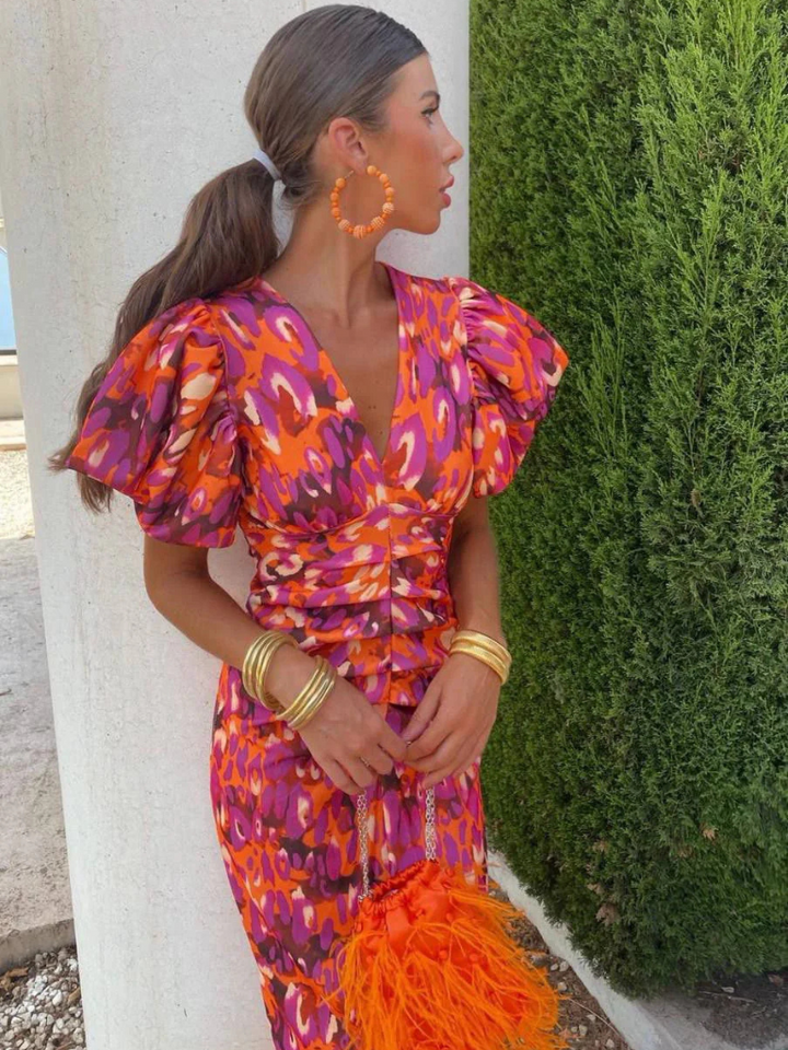 Perdita | Vivid Pleated Midi Dress