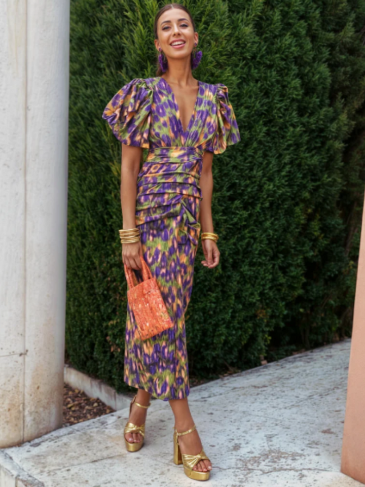 Perdita | Vivid Pleated Midi Dress