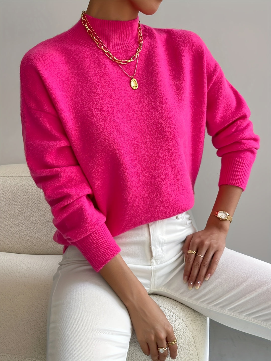 Anna Elegant Women's High Neck Pullover