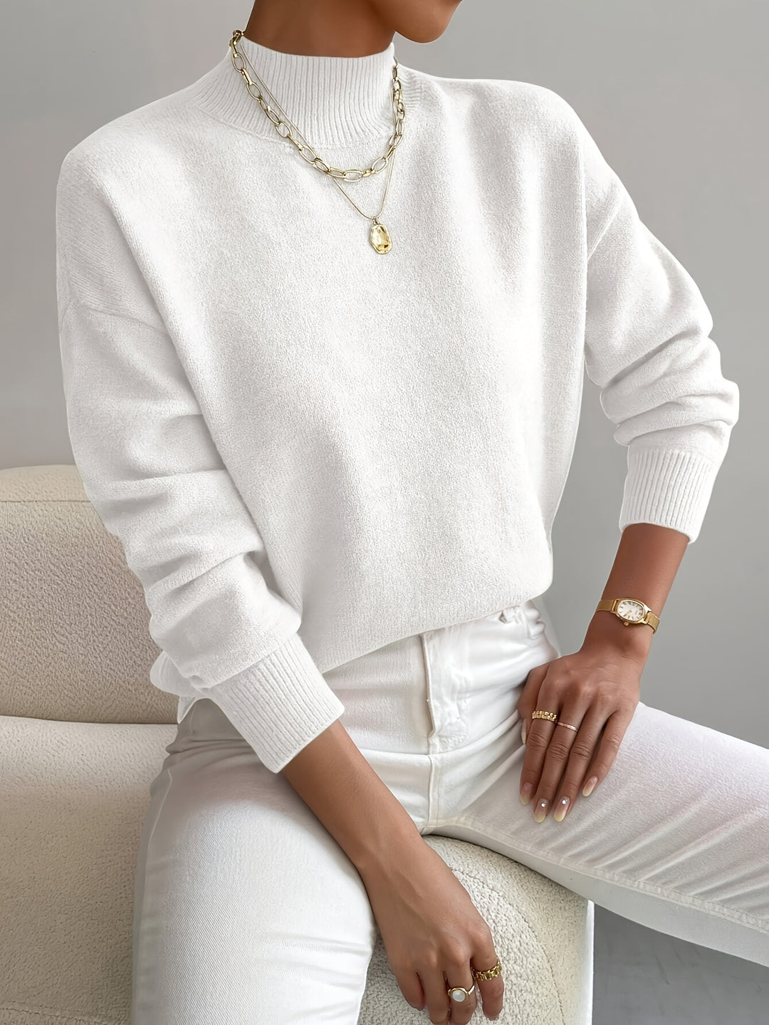Anna Elegant Women's High Neck Pullover