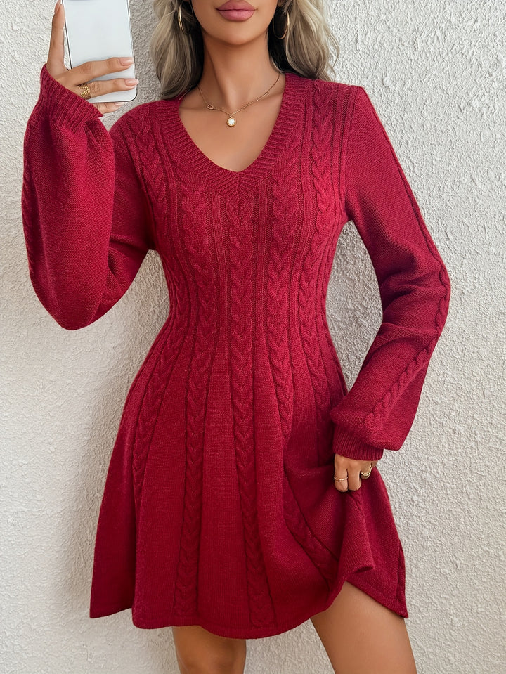 Nora Lantern Sleeve Knit Dress