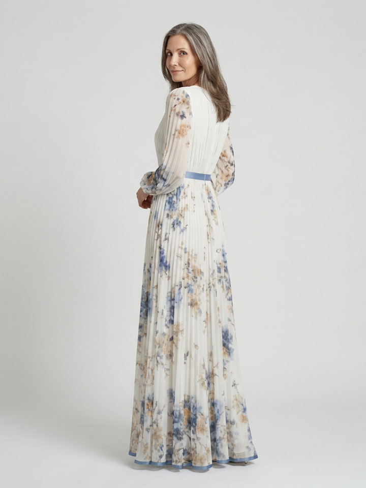 Genevieve | Long Sleeve V Neck Floral Maxi Dress