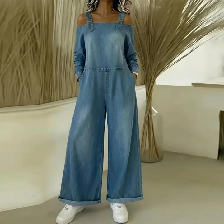 Norisa™ – Off-Shoulder Denim Jumpsuit
