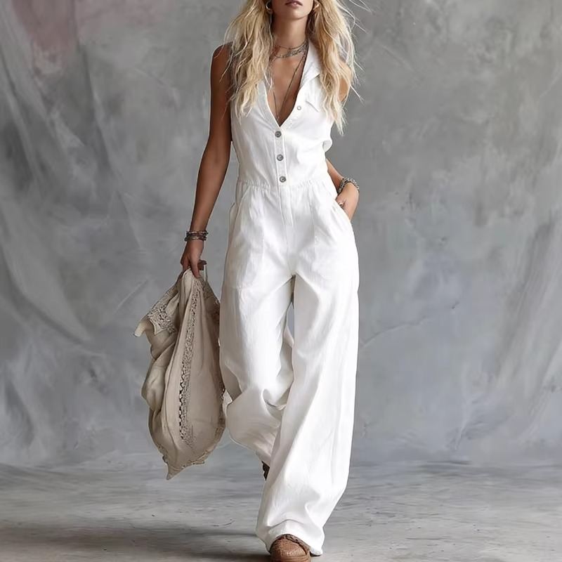Virella™ – Sleeveless Button Jumpsuit