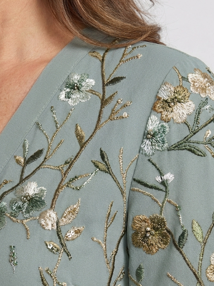 Coralie | Floral V Neck Short Sleeve Maxi Dress