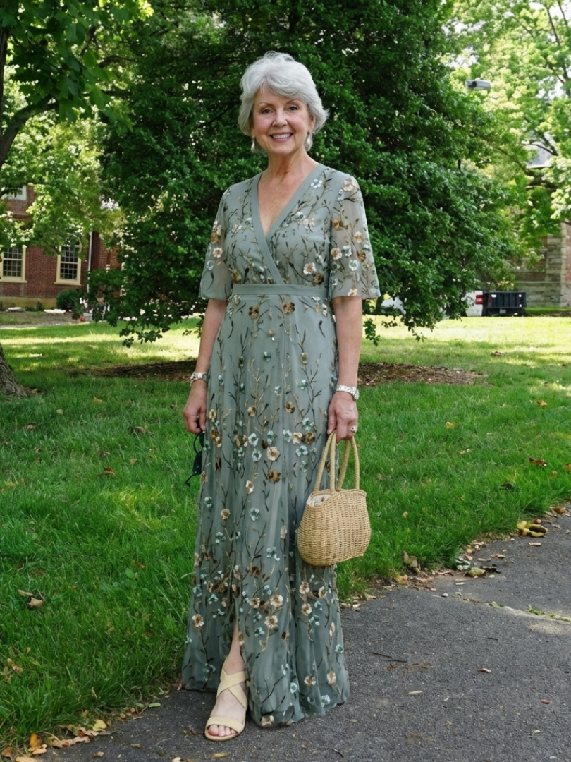 Coralie | Floral V Neck Short Sleeve Maxi Dress