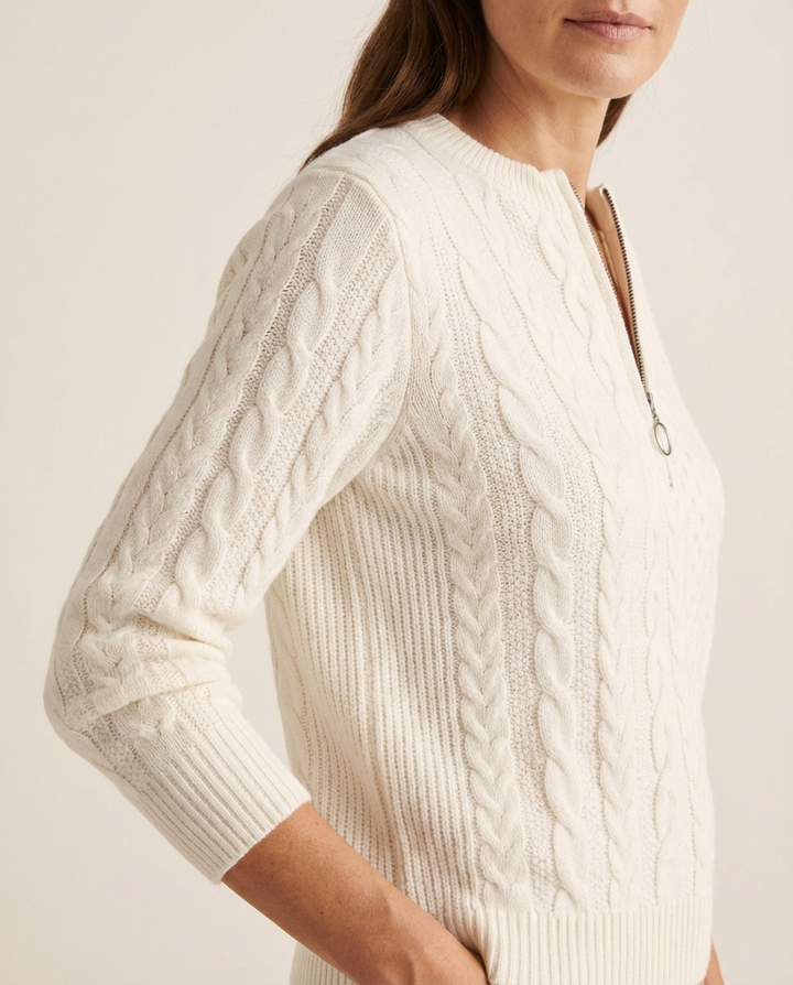 Clara™ - Cable Knit Half-Zip Jumper