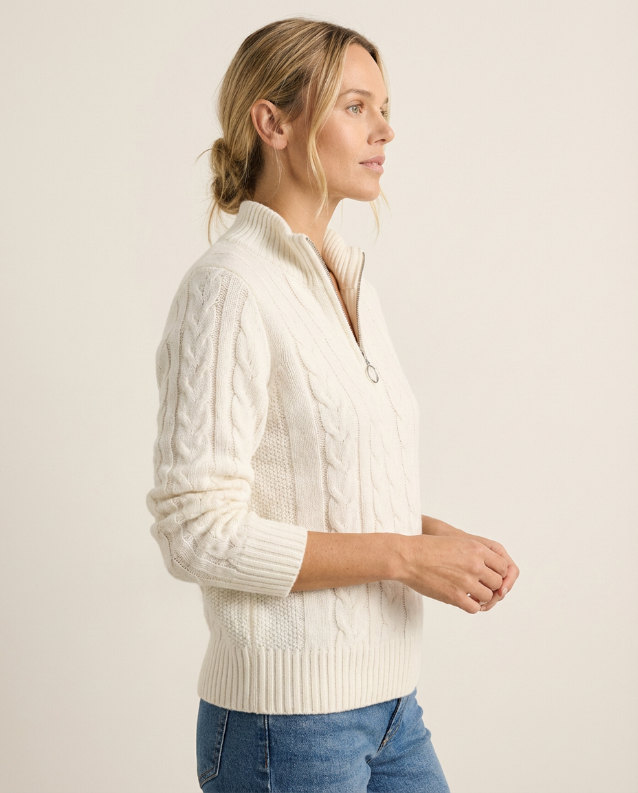 Clara™ - Cable Knit Half-Zip Jumper