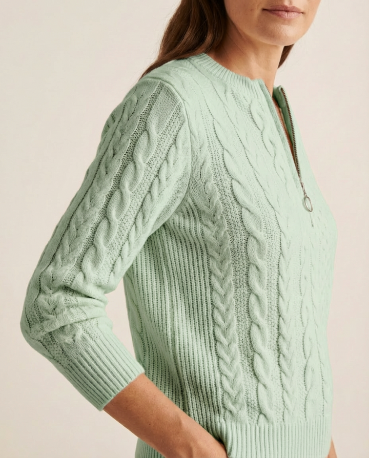 Kaia™ - Cable Knit Half-Zip Jumper