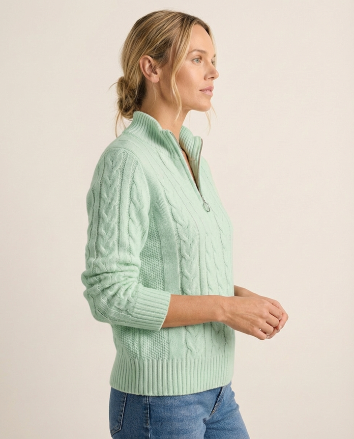 Kaia™ - Cable Knit Half-Zip Jumper