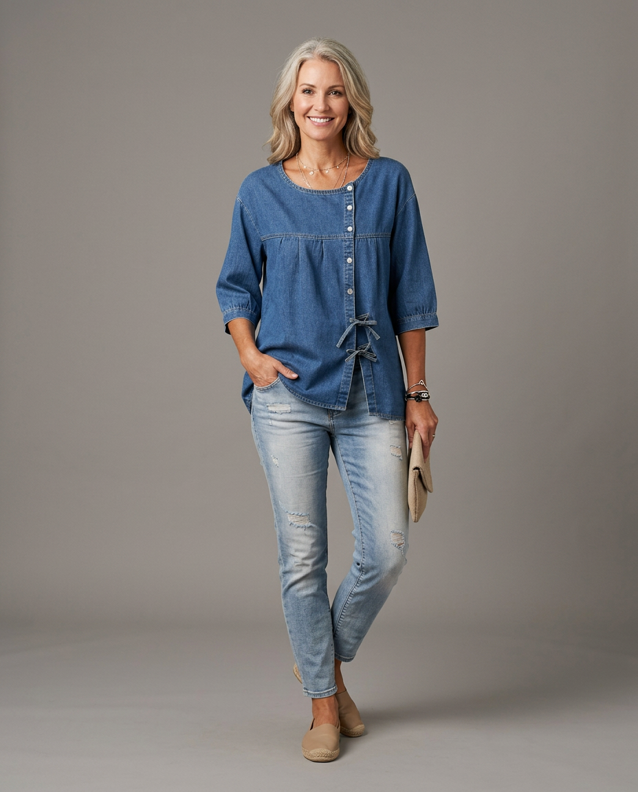 Lily denim blouse - studio grey