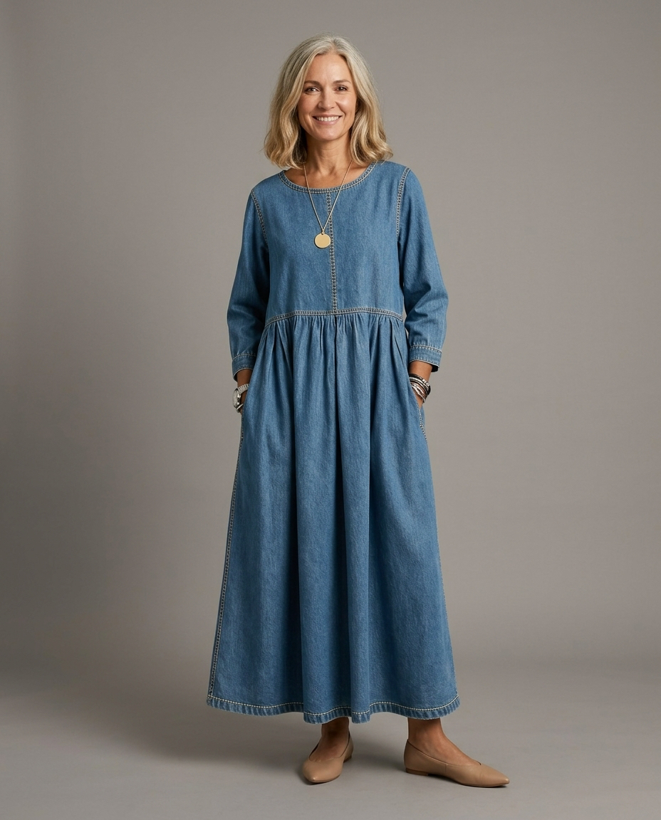 Melissa denim dress - studio grey