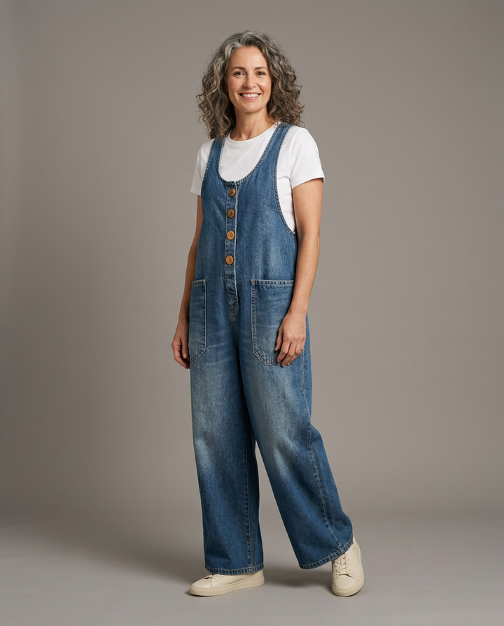 Valentina denim dungarees - studio grey