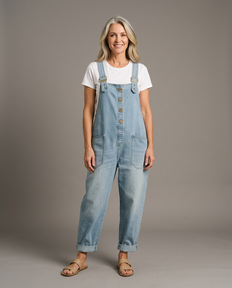 Carmen denim jumpsuit - studio grey