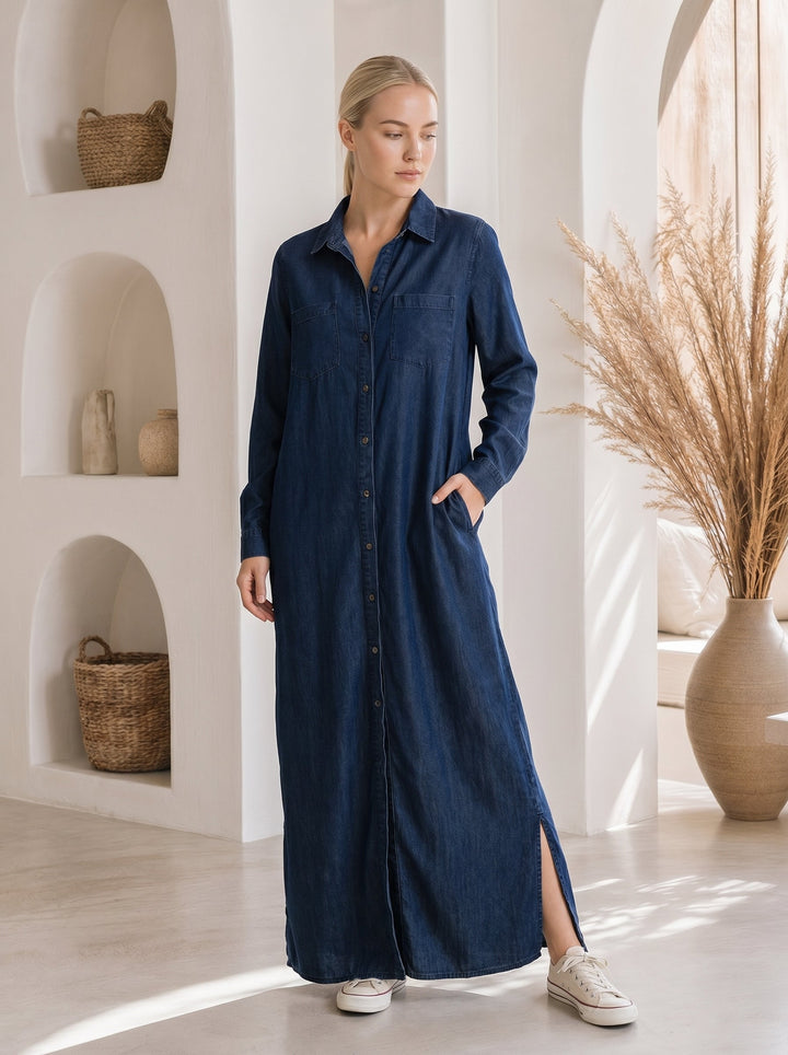 Wren™ – Denim Maxi Shirt Dress
