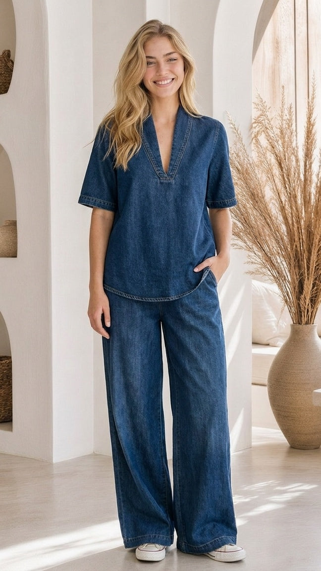 Dorothy™ - Denim Two Piece Set