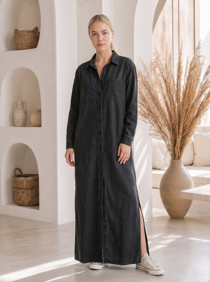 Wren™ – Denim Maxi Shirt Dress