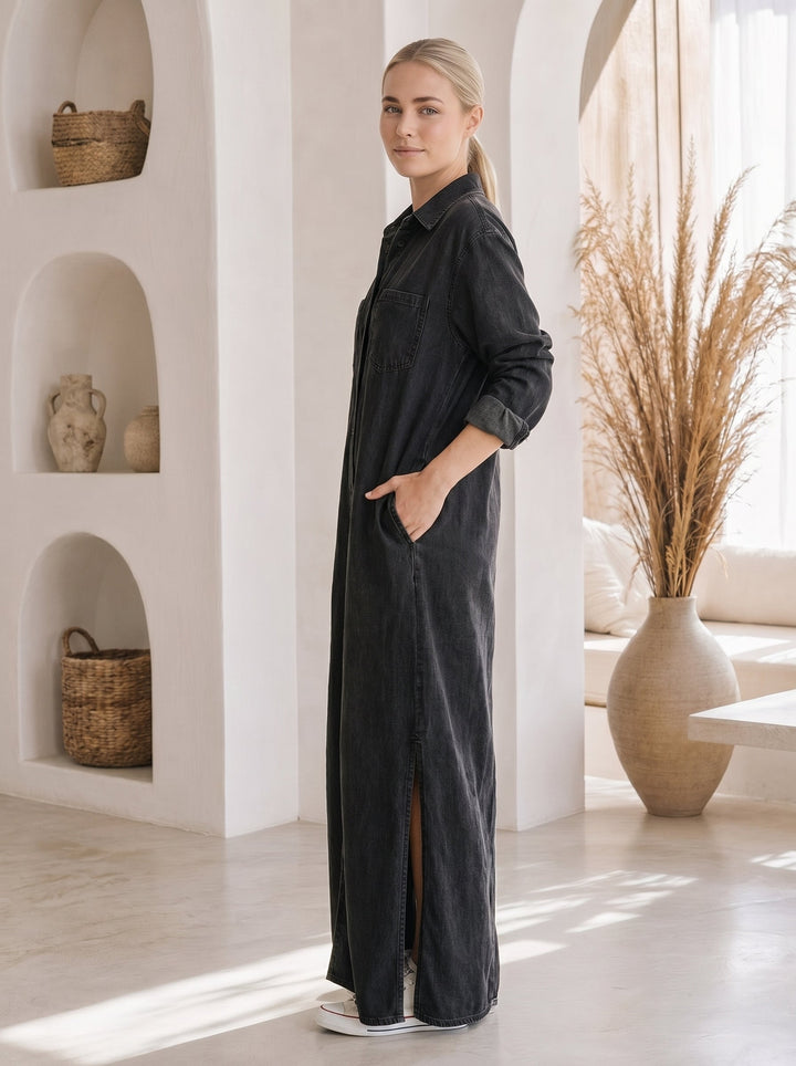 Wren™ – Denim Maxi Shirt Dress