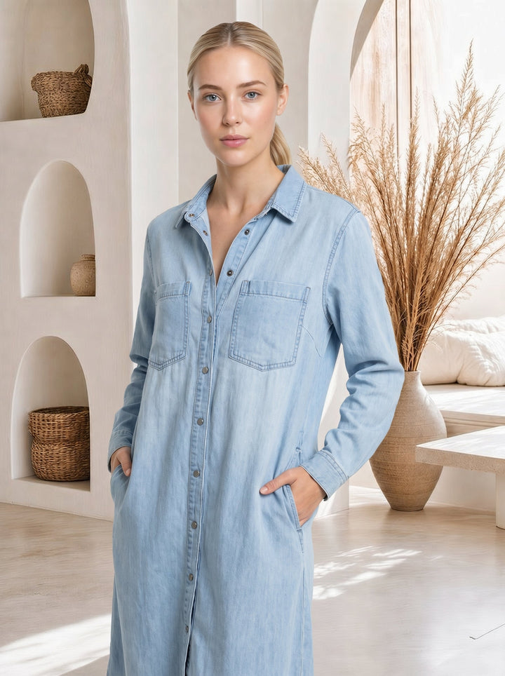 Wren™ – Denim Maxi Shirt Dress