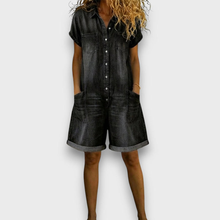 Sofía - Vintage Short Cotton Dungarees with Denim Look