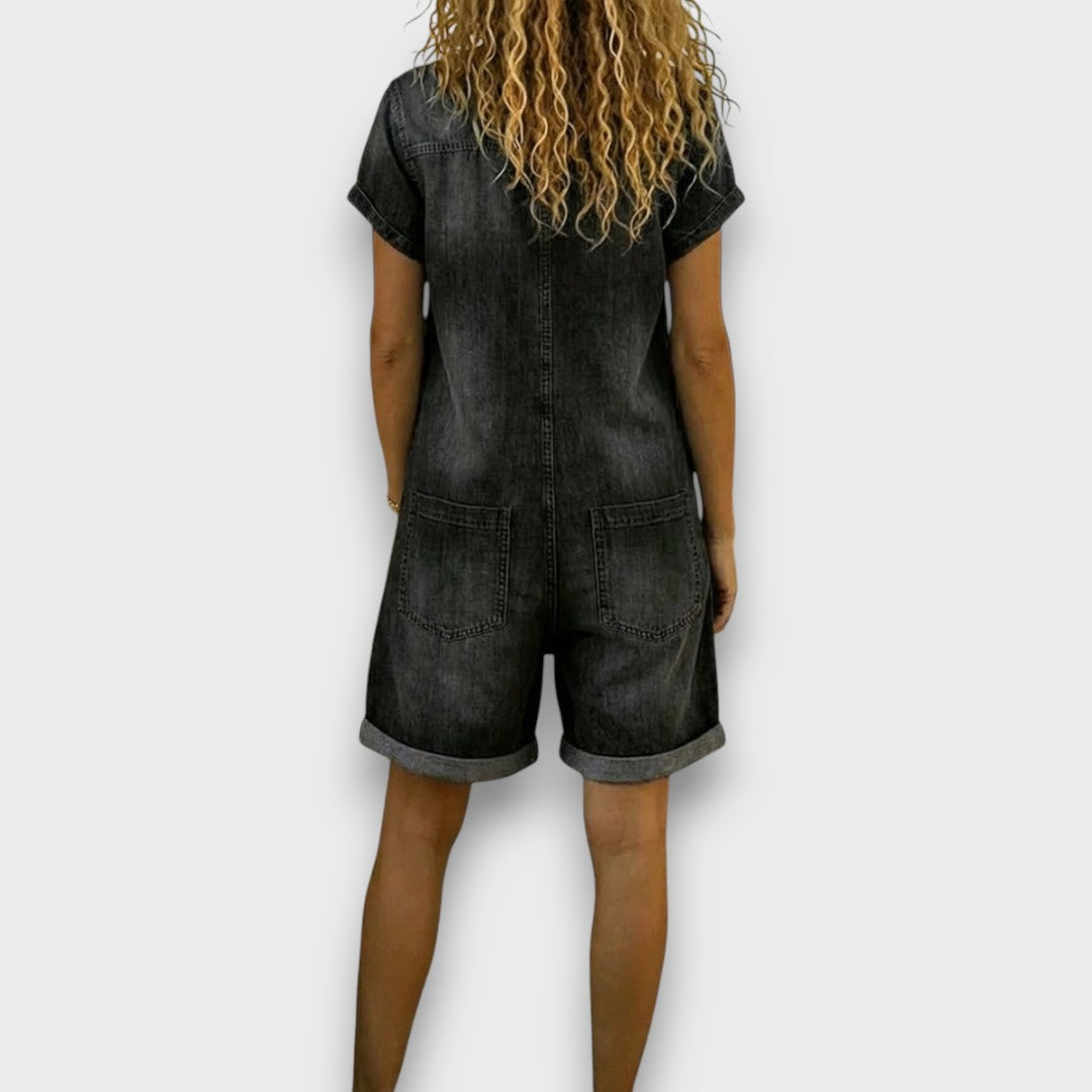 Sofía - Vintage Short Cotton Dungarees with Denim Look