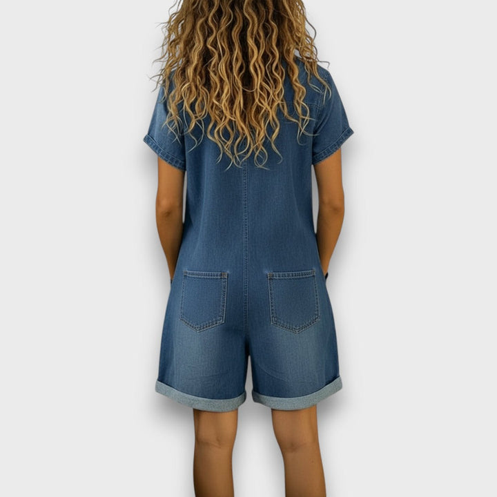 Sofía - Vintage Short Cotton Dungarees with Denim Look