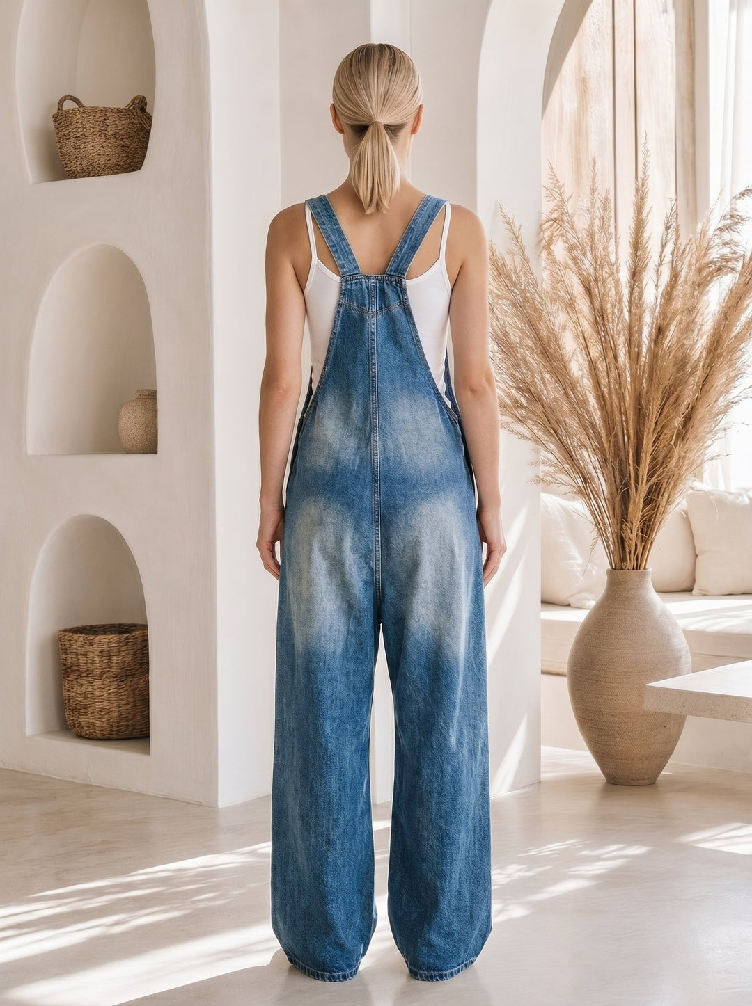 Airlie™ – Wide-Leg Denim Palazzo Overalls