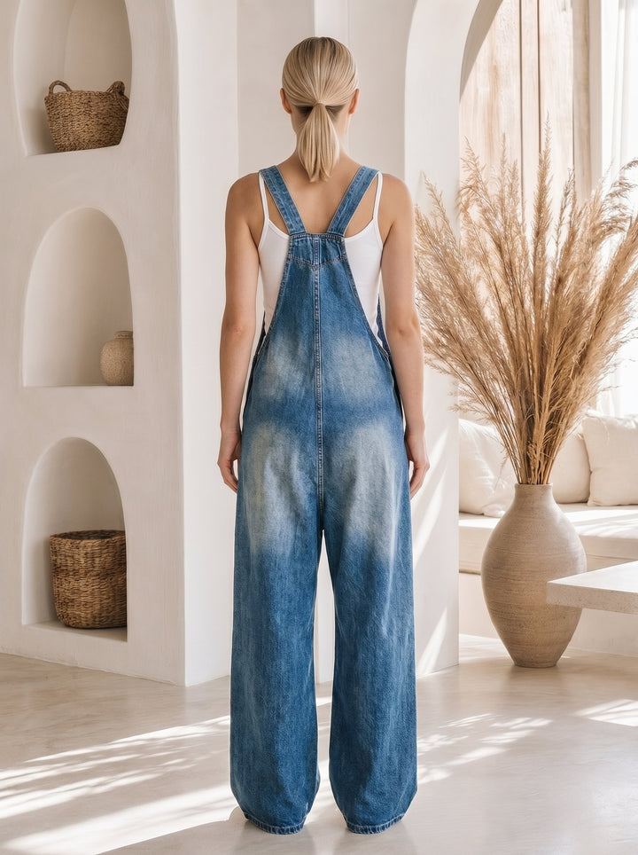 Airlie™ – Wide-Leg Denim Palazzo Overalls